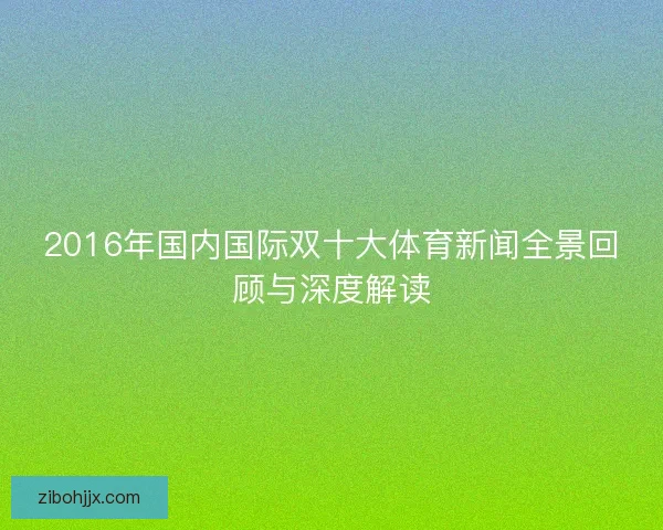 2016年国内国际双十大体育新闻全景回顾与深度解读